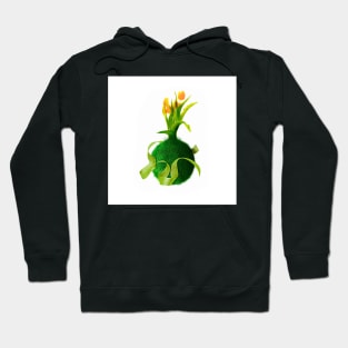 Yellow tulips on sphere shape ball of grass. Hoodie